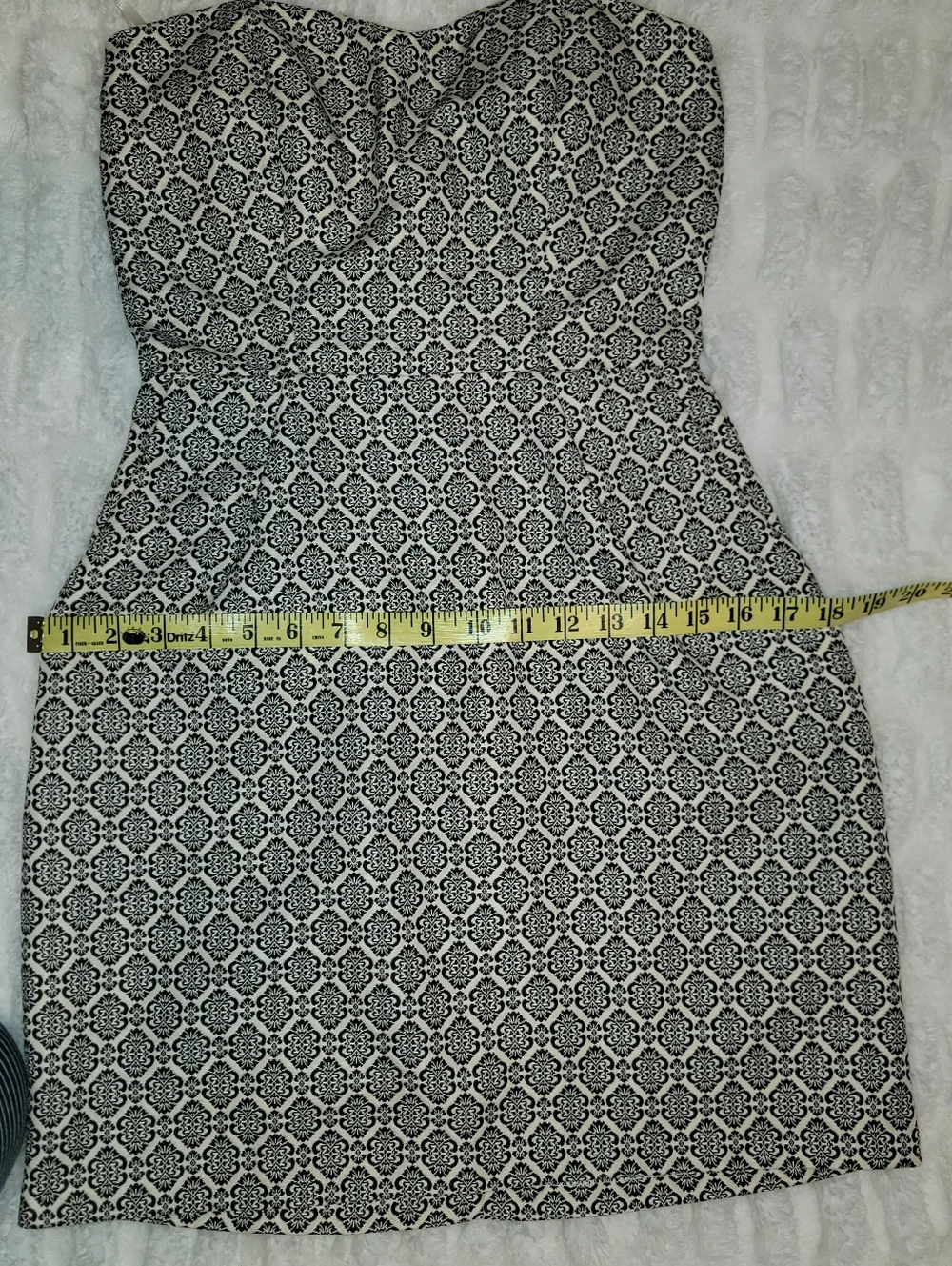 miami Strapless Sheath Dress in Black and White Tile Print - Picture 12 of 13